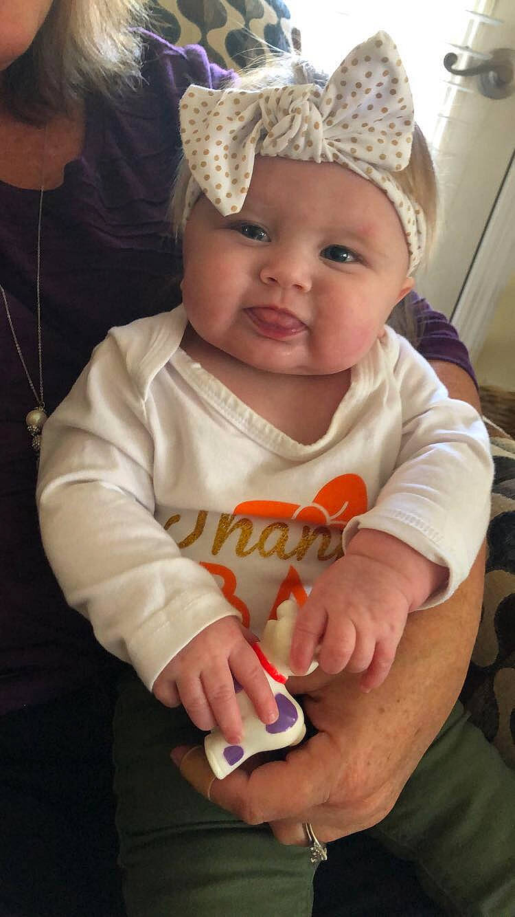 Karleigh joined the competition — help win amazing prizes! baby, child, fashion_accessory, finger, hair_accessory, hand, headband, headgear, person, toddler