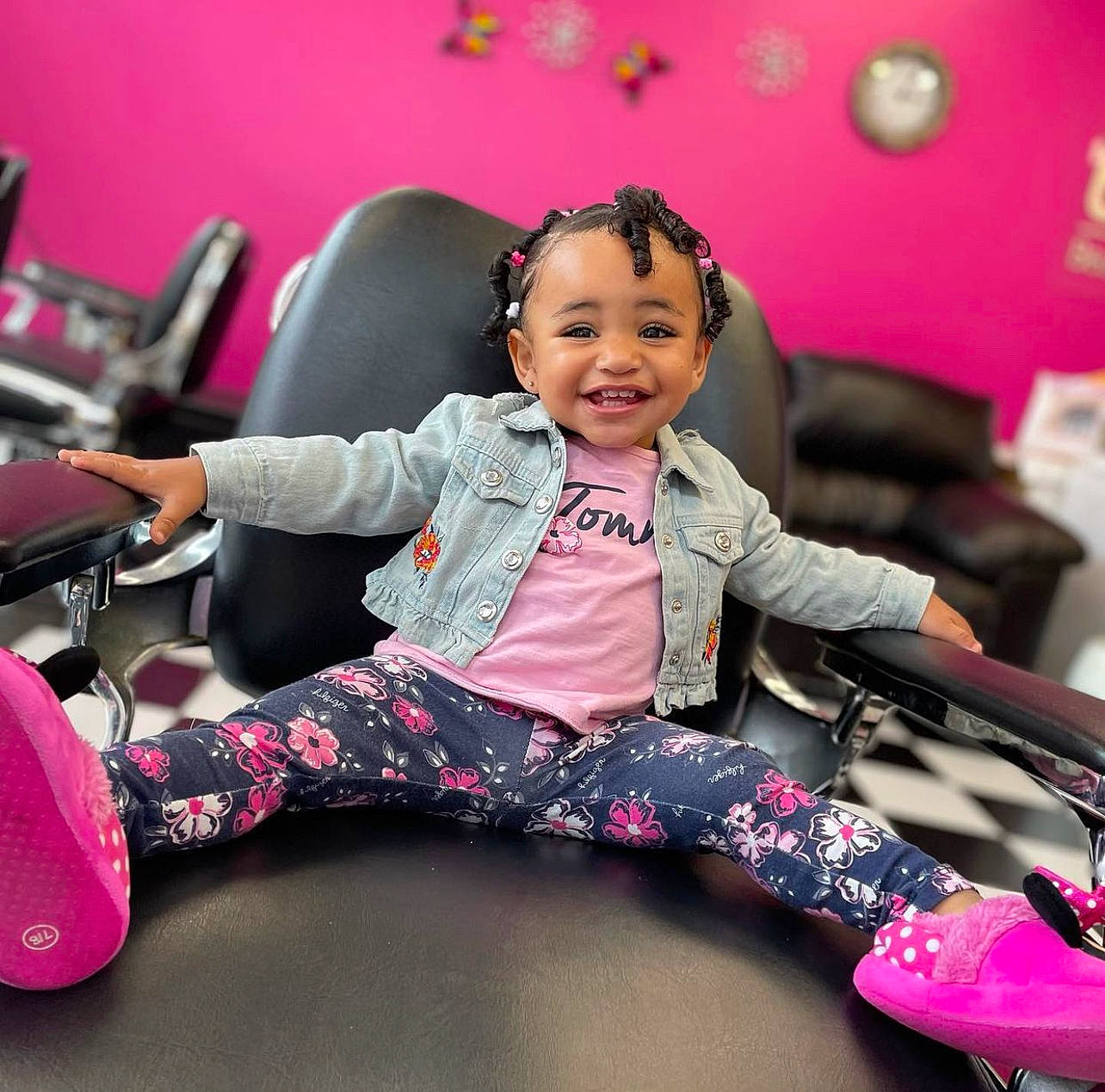 Ilani joined the competition — help win amazing prizes! black_hair, chair, child, comfort, eye, fashion, hairstyle, happy, human_body, joy, leisure, magenta, people, person, pink, purple, skin, sleeve, smile, thigh