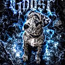 Ghost joined the competition — help win amazing prizes! animal, blue_light, chains, collar, dark_background, digital_art, dog, electric_effects, fantasy, ghost_text, glowing, lightning, name_tag, pet, portrait, puppy, sitting, skulls, speckled_coat, spooky