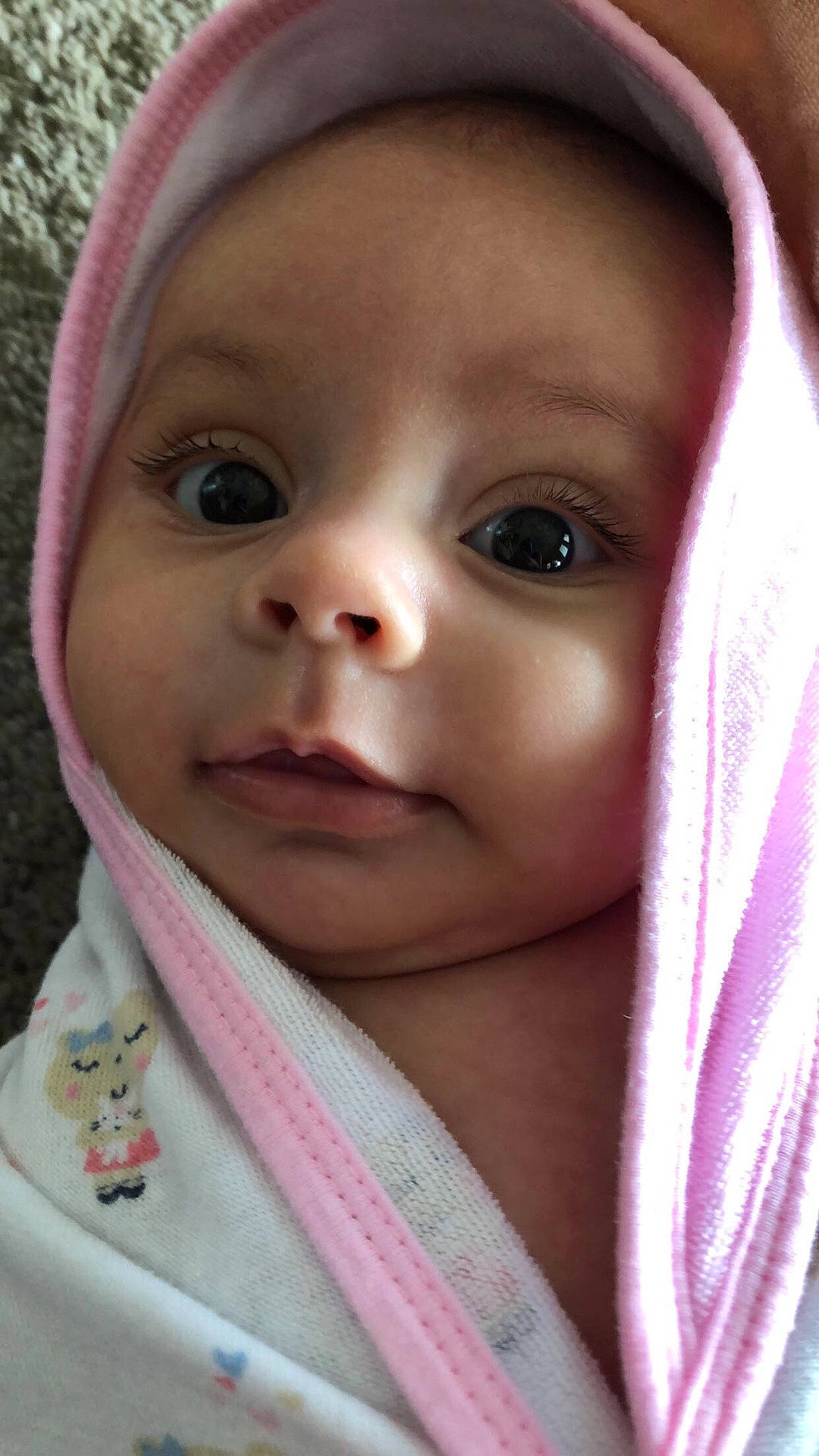 Khloe joined the competition — help win amazing prizes! cheek, child, chin, close_up, eye, eyebrow, face, forehead, girl, head, infant, iris, lip, nose, person, pink, product, skin, smile, toddler