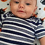 Noah participe au concours pour gagner de l'argent avec cette photo : baby, infant, child, striped_shirt, blue_eyes, lying_down, blanket, halloween_theme, pumpkin_pattern, black_cat_pattern, cute, smiling, hand, face, portrait, closeup, soft_texture, warm_clothing, comfortable, indoor