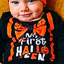 Noah participe au concours pour gagner de l'argent avec cette photo : baby, black, blue_eyes, bowtie, celebration, child, clothing, costume, cute, face, festive, halloween, hat, holiday, infant, orange, portrait, pumpkin, sitting, smile