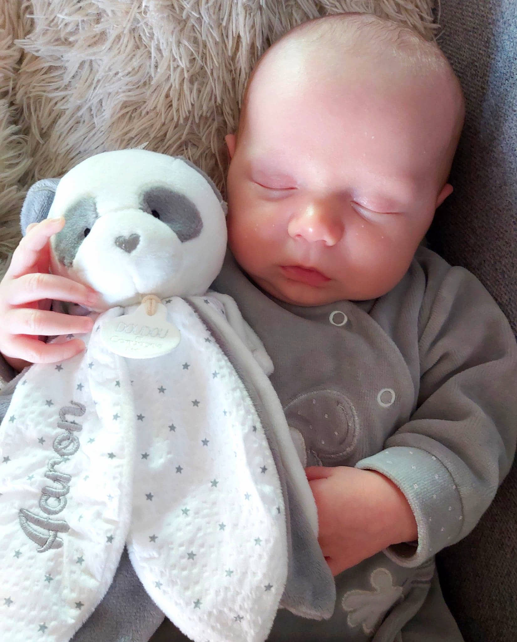 Aaron a rejoint le concours — aidez-le/la à gagner de superbes lots ! baby, baby_sleeping, baby_toddler_clothing, cheek, child, comfort, fur, gesture, happy, head, human_body, nose, pattern, person, plush, product, skin, sleeve, stuffed_toy, toddler