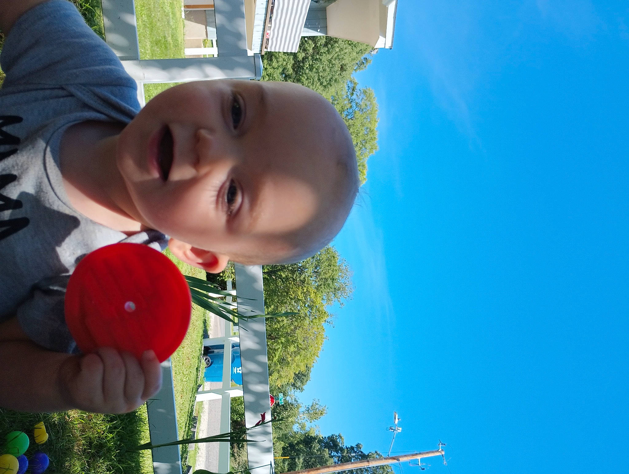 Derek joined the competition — help win amazing prizes! balloon, fun, grass, happy, hat, leisure, light, people_in_nature, person, plant, recreation, sky, smile, summer, toddler, toy, travel, tree, vacation, white