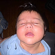 Mateo joined the competition — help win amazing prizes! baby, blue_clothing, child, cute, expression, eyelashes, face, hair, head, indoors, infant, mouth_open, peaceful, person, portrait, resting, skin, sleeping, tshirt, young_child