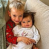 child, baby, siblings, smiling, pajamas, couch, blanket, indoor, happy, cute, family, portrait, cozy, toddler, infant, love, hugging, home, relaxed, together