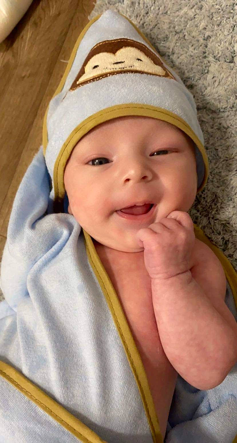 Colson joined the competition — help win amazing prizes! baby, cap, cheek, child, eye, eyelash, fashion_accessory, finger, fun, gesture, happy, hat, headwear, iris, lip, nose, person, sleeve, smile, thumb