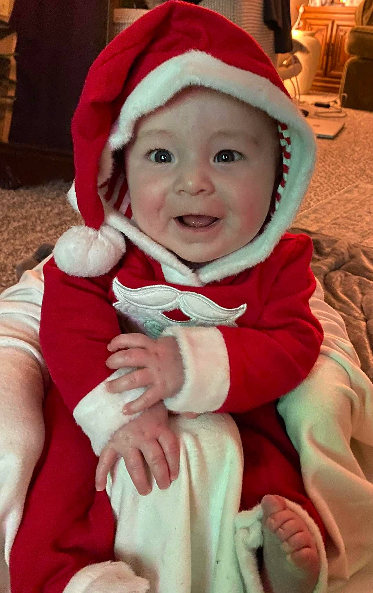 Colson joined the competition — help win amazing prizes! baby, baby_toddler_clothing, cap, child, costume_hat, dress, eye, face, facial_expression, happy, head, headgear, headwear, human_body, lip, person, pink, red, skin, smile