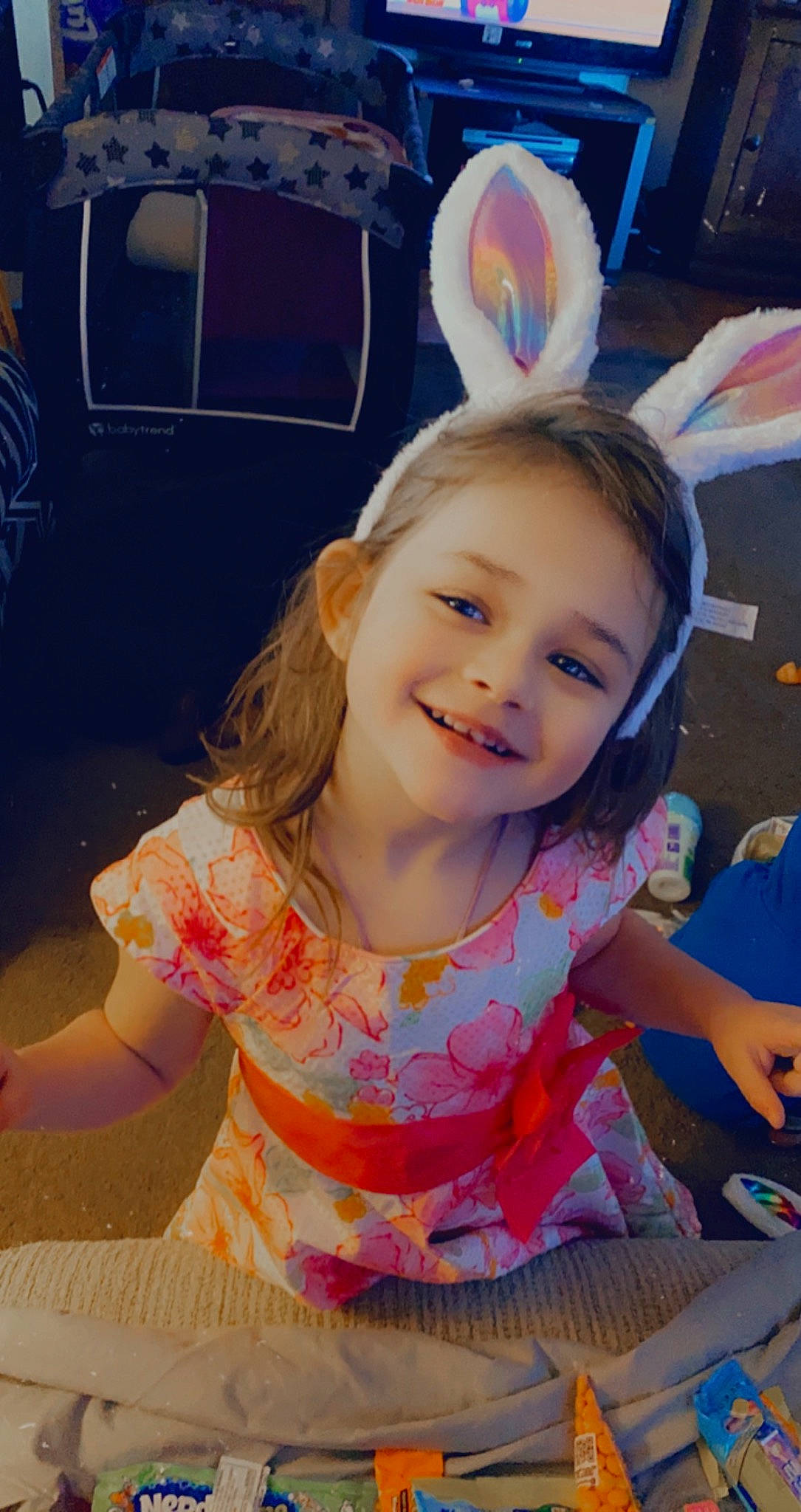 Payton is registered to the contest to win money with this photo: baby_toddler_clothing, blond, cheek, child, cool, facial_expression, flash_photography, fun, happy, iris, joy, leisure, mouth, person, pink, product, recreation, skin, smile, summer