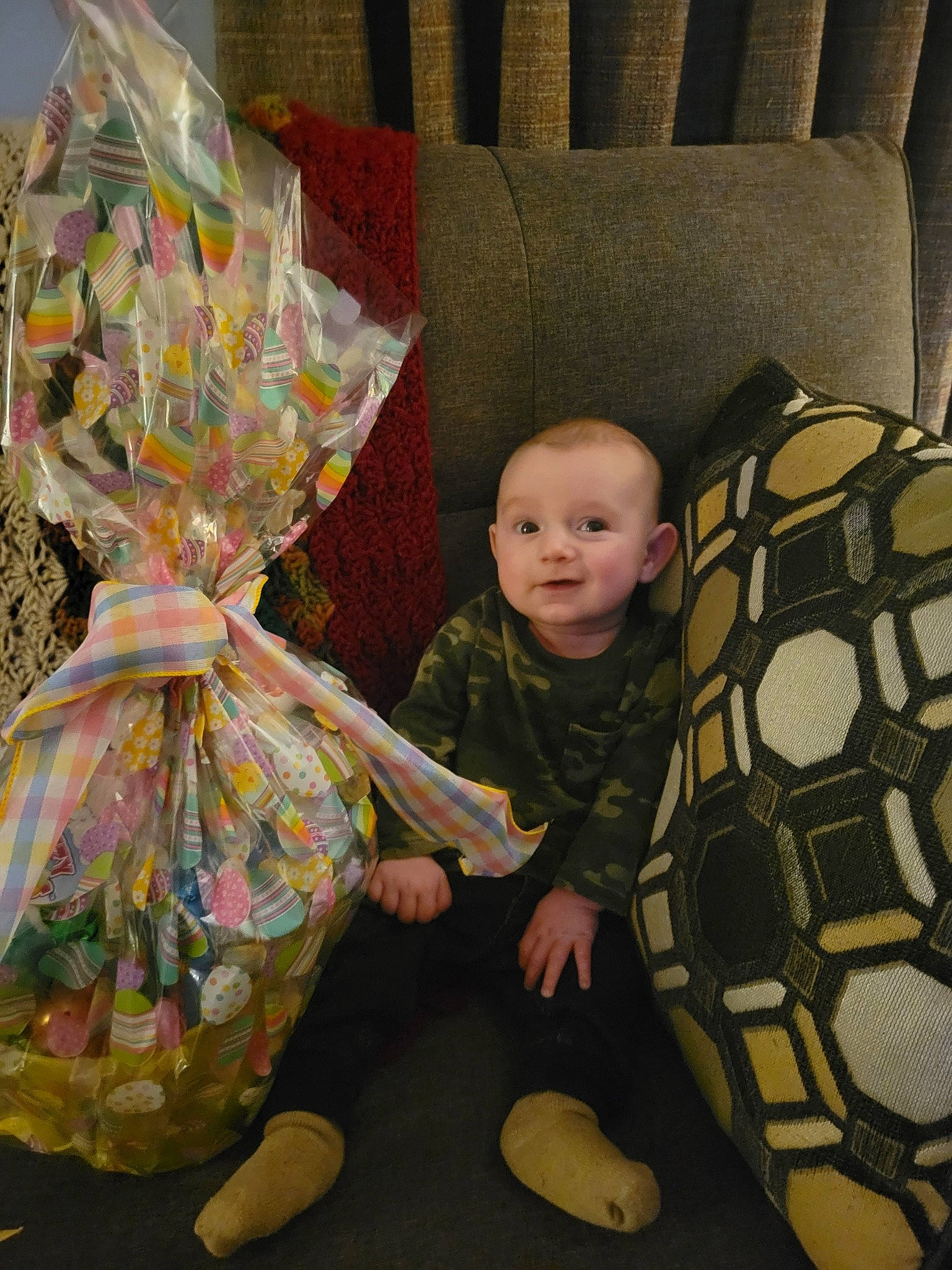 Henry joined the competition — help win amazing prizes! art, baby, baby_toddler_clothing, child, comfort, event, flooring, fun, lighting_accessory, linens, mammal, paper_product, party_supply, pattern, person, product, room, sitting, smile, toddler