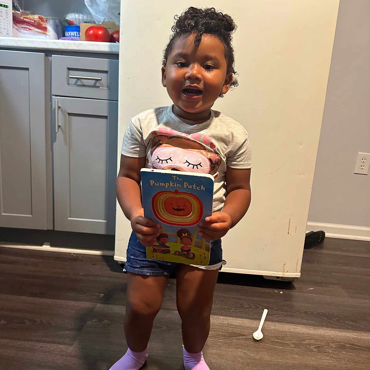 Eliza joined the competition — help win amazing prizes! child, clothing, face, female, girl, hair, happy, head, hosiery, indoors, person, photography, portrait, shorts, sitting, sleeve, smile, sock, standing, t_shirt