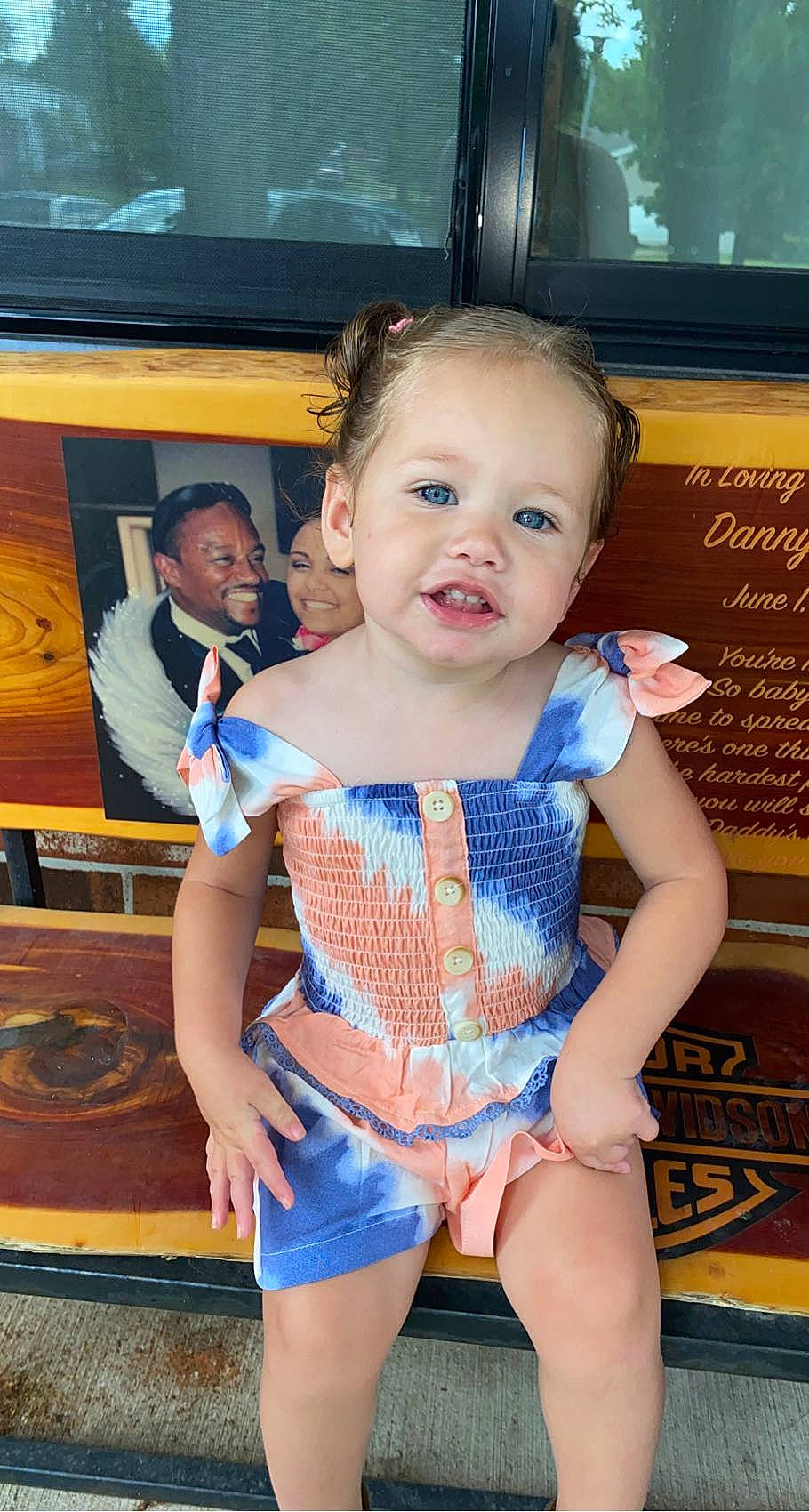 Ada joined the competition — help win amazing prizes! baby, baby_toddler_clothing, cheek, child, electric_blue, fun, hairstyle, happy, human_leg, iris, joy, pattern, person, picture_frame, sitting, skin, television, television_set, thigh, toddler