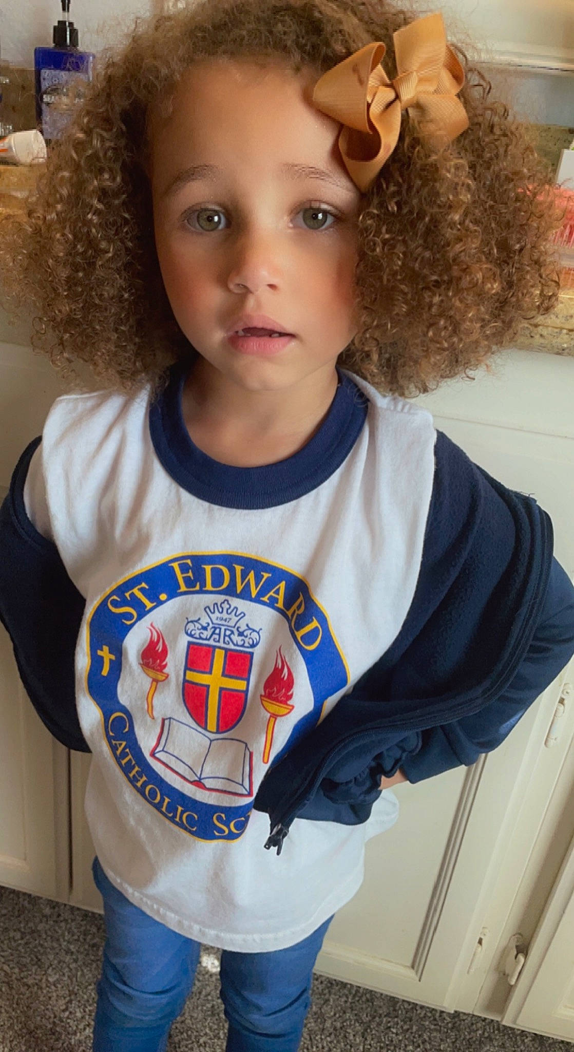 Ruby is registered to the contest to win money with this photo: audio_equipment, child, chin, cool, electric_blue, eyelash, forehead, fun, hairstyle, happy, jersey, jewellery, jheri_curl, organ, person, ringlet, sleeve, sportswear, t_shirt, toddler