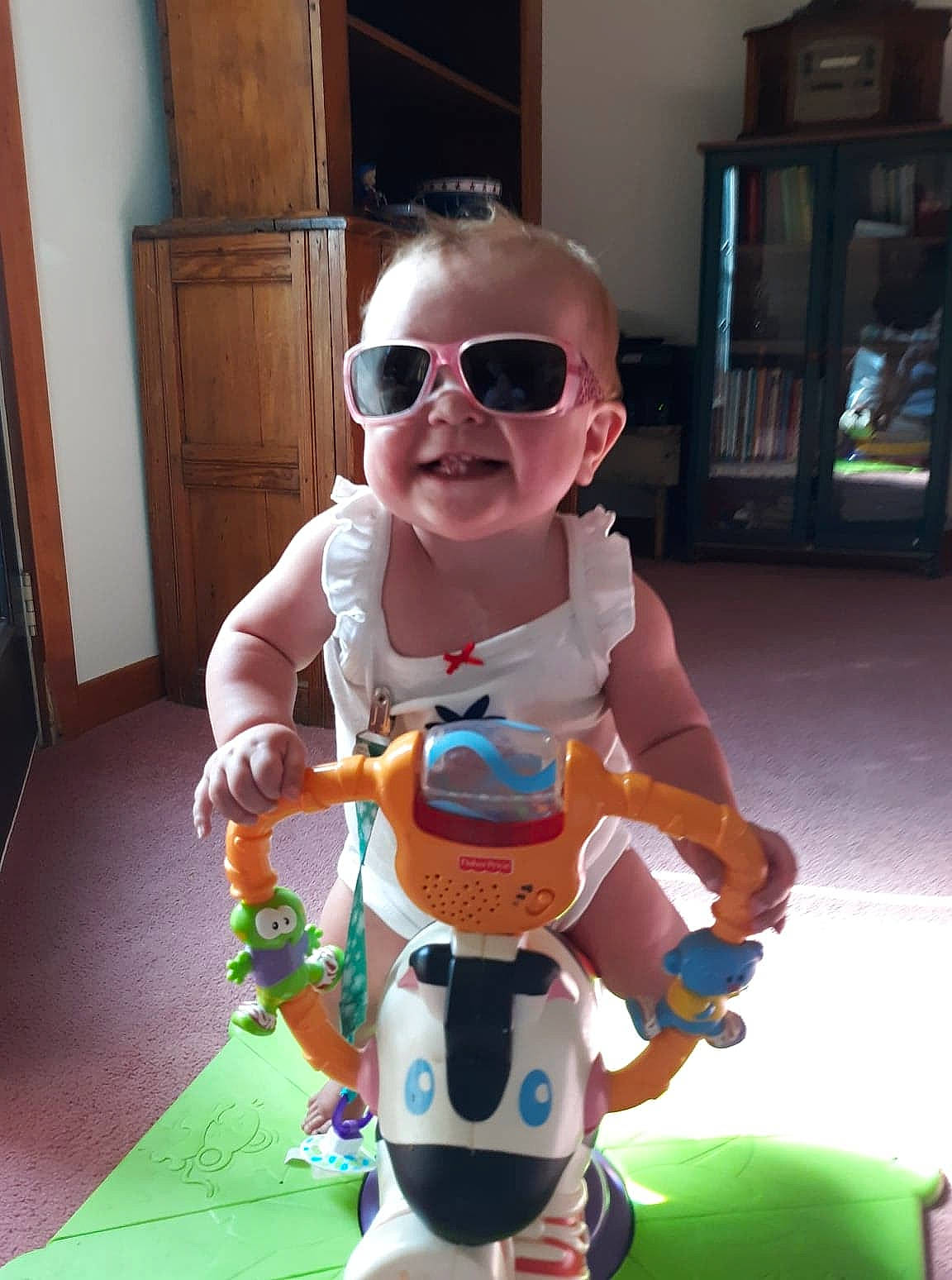 Sky is registered to the contest to win money with this photo: child, cool, eyewear, glasses, goggles, joy, muscle, person, sunglasses, toddler, toy, vacation, vision_care