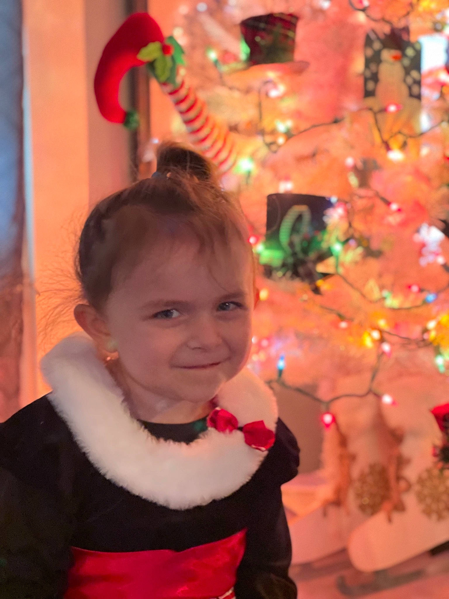 Kyleigh joined the competition — help win amazing prizes! beauty, child, christmas, christmas_decoration, christmas_eve, christmas_ornament, christmas_tree, event, facial_expression, fun, happy, holiday, holiday_ornament, joy, ornament, person, pink, red, smile, toddler