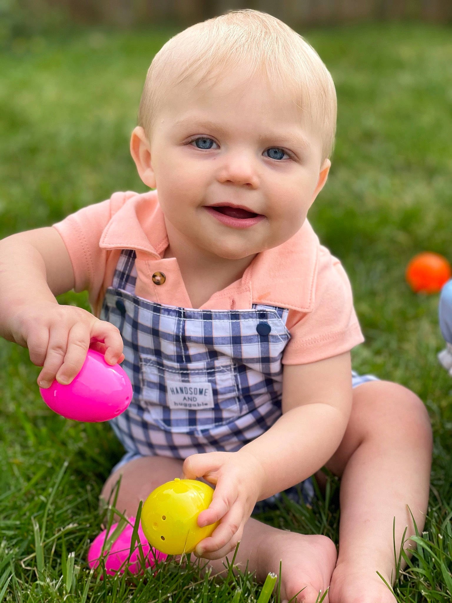 Lloyd joined the competition — help win amazing prizes! baby_toddler_clothing, beauty, child, facial_expression, finger, fun, grass, green, happy, joy, leisure, people, people_in_nature, person, photograph, pink, plant, skin, smile, summer