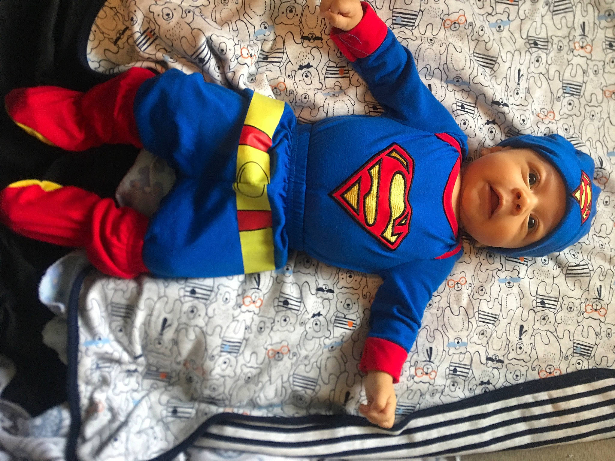 Christian Jr joined the competition — help win amazing prizes! child, fictional_character, fun, gesture, headwear, person, superhero, superman, toddler