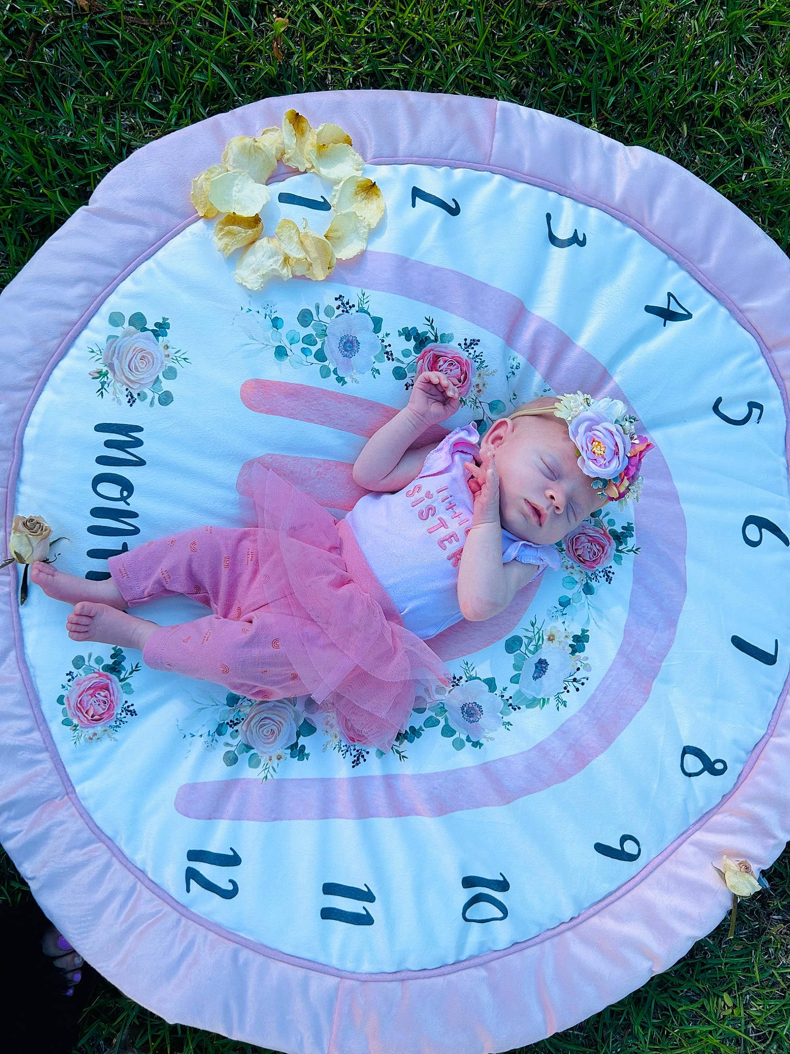 Lily is registered to the contest to win money with this photo: baby, baby_products, baby_toddler_clothing, circle, dishware, event, fashion_accessory, fun, grass, headgear, leisure, pattern, person, pink, product, recreation, sweetness, tableware, textile, toddler