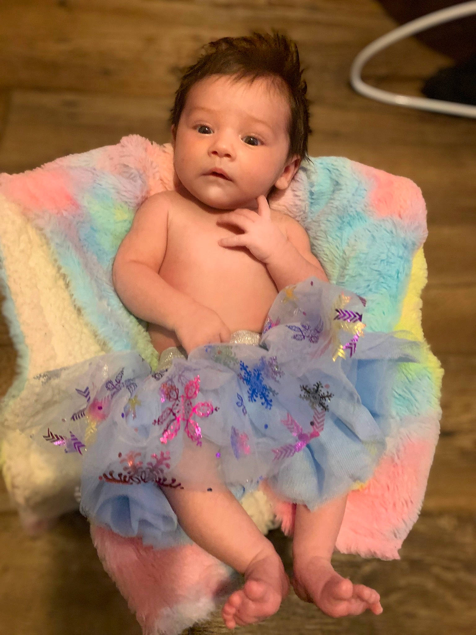 Everleigh joined the competition — help win amazing prizes! abdomen, arm, baby, baby_toddler_clothing, barefoot, chest, child, day_dress, foot, fun, hand, happy, human_leg, iris, pattern, person, pink, sitting, skin, thigh
