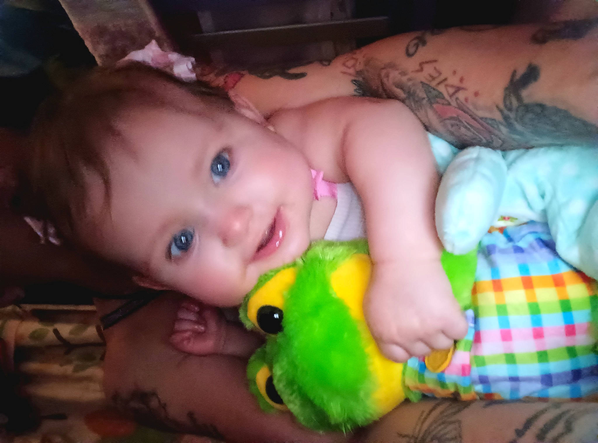 Gracelynn is registered to the contest to win money with this photo: baby, baby_toddler_clothing, cheek, ear, facial_expression, finger, flash_photography, fun, happy, iris, lip, mammal, mouth, nose, organ, person, product, skin, smile, toddler