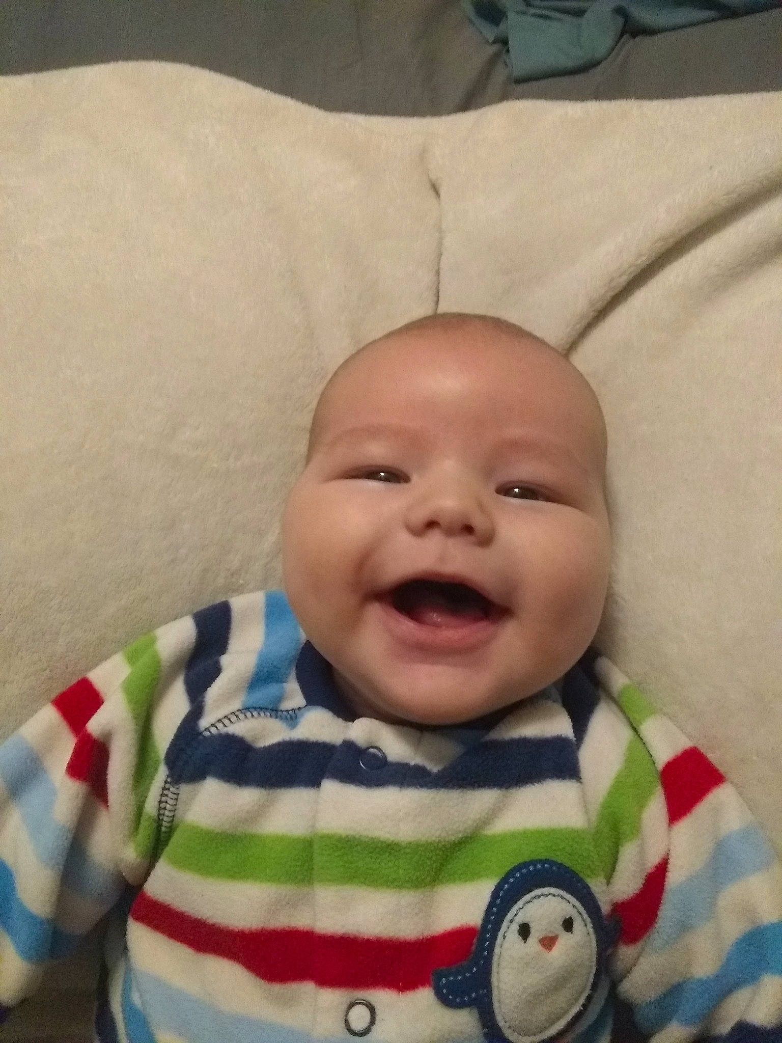 Kodie joined the competition — help win amazing prizes! baby, baby_making_funny_faces, cheek, child, chin, cool, ear, electronic_device, eye, face, facial_expression, forehead, head, laugh, lip, mouth, nose, person, skin, smile