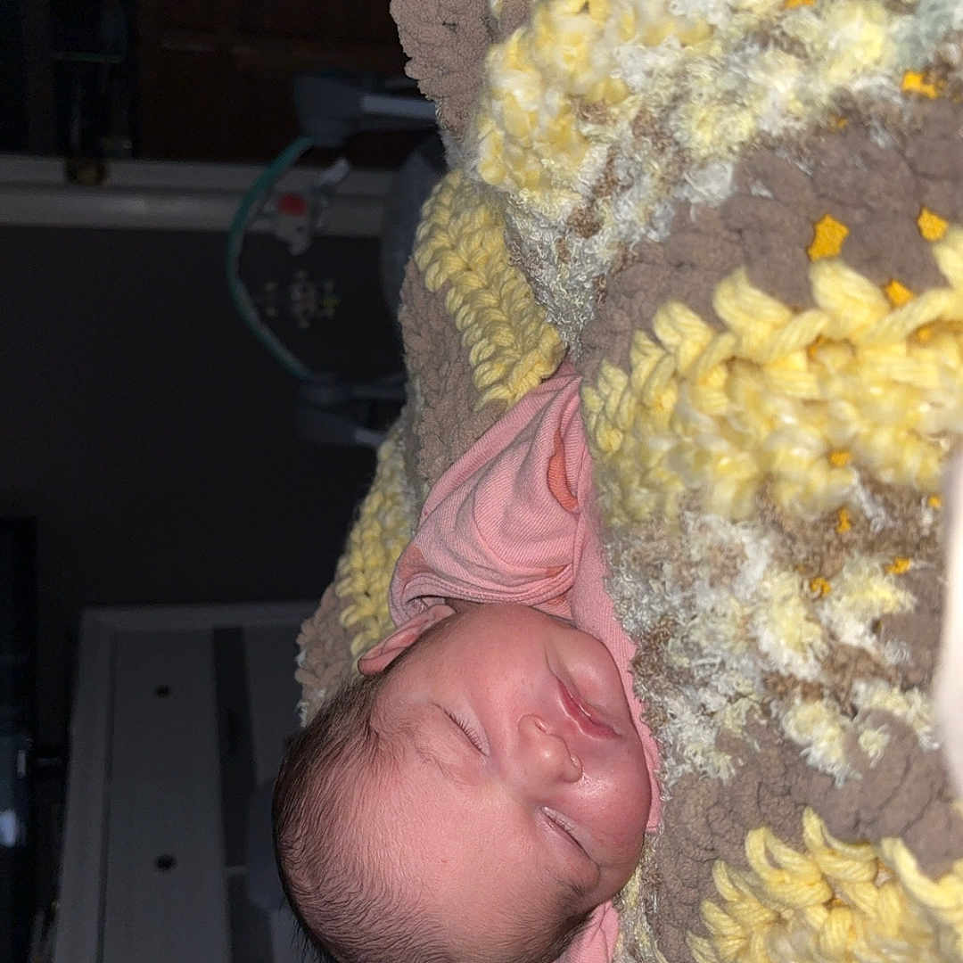 Harrper joined the competition — help win amazing prizes! baby, blanket, child, comfort, cozy, face, furniture, head, home, indoors, infant, knit, laptop, peaceful, quiet, resting, sleeping, soft, technology, warm