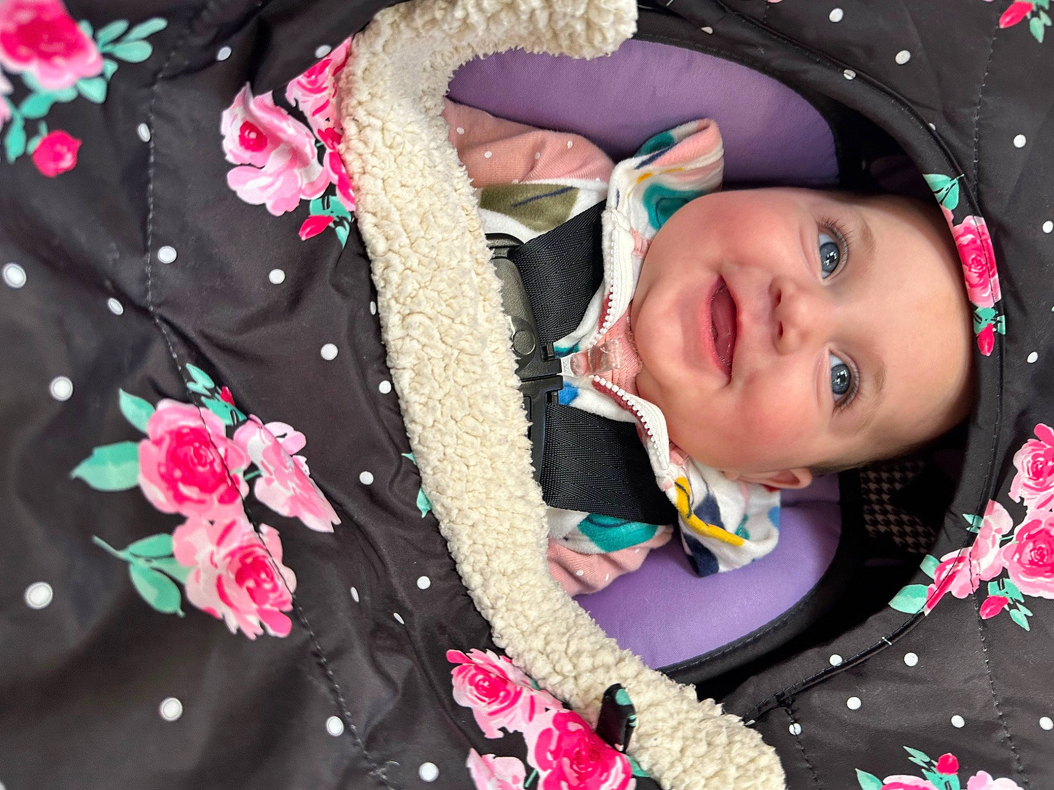 Addilyn joined the competition — help win amazing prizes! baby, baby_toddler_clothing, cheek, eyelash, hairstyle, happy, headgear, headwear, joy, lip, magenta, neck, outerwear, pattern, person, pink, skin, sleeve, smile, textile
