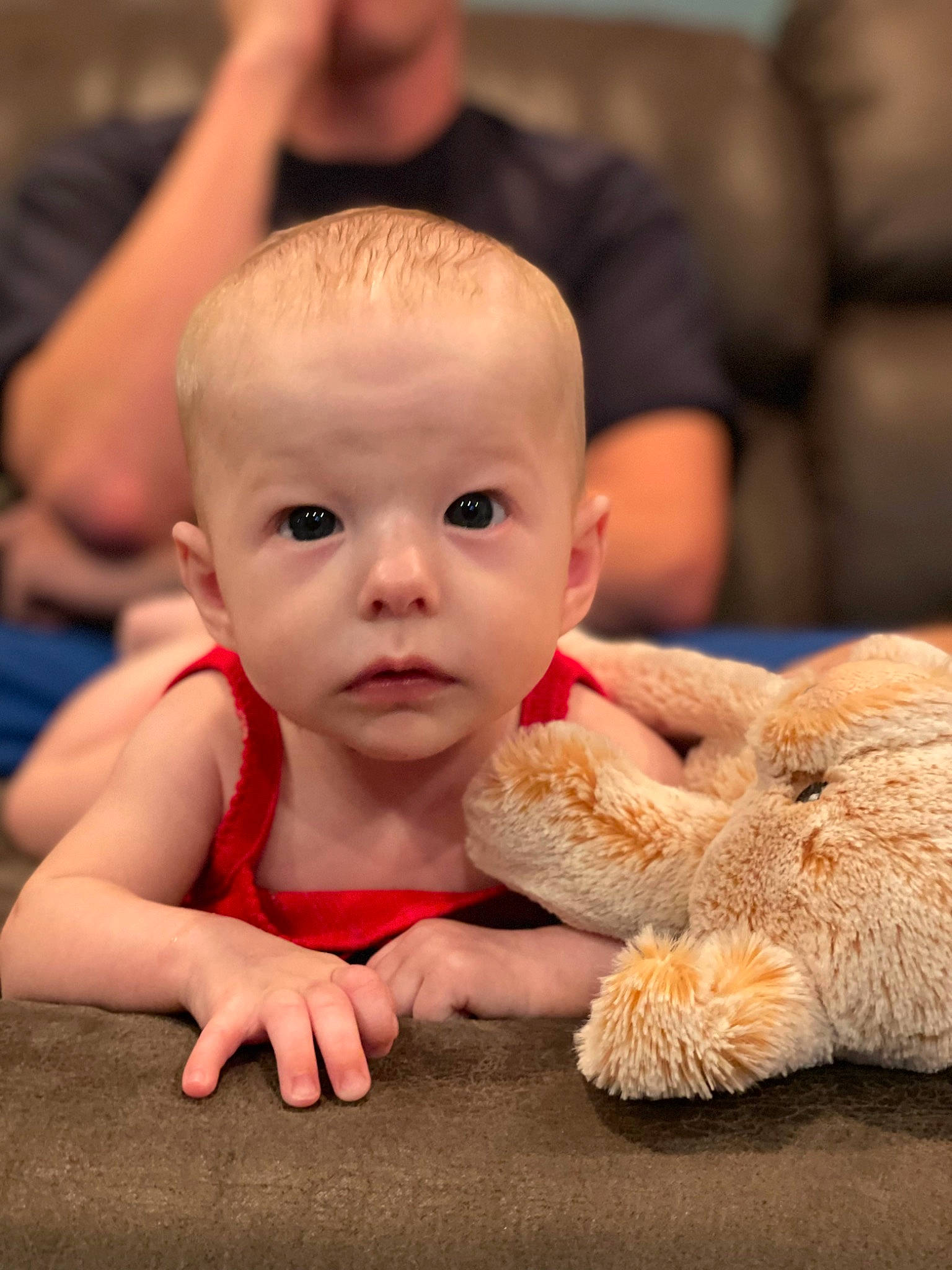 Jade joined the competition — help win amazing prizes! baby, baby_toddler_clothing, cheek, chest, child, comfort, finger, flooring, fun, fur, gesture, happy, nail, nose, person, sitting, skin, stuffed_toy, thumb, toddler