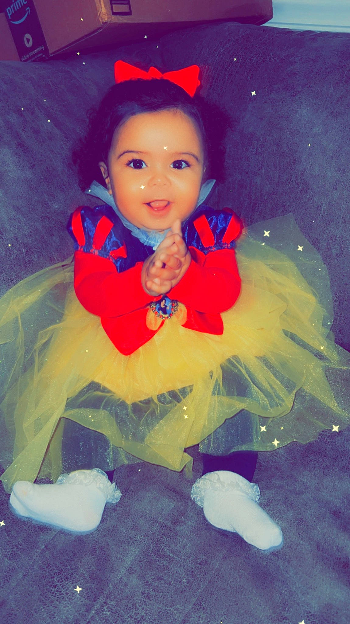 Khloe is registered to the contest to win money with this photo: art, child, costume, doll, electric_blue, event, fashion_accessory, fictional_character, flash_photography, fun, happy, headpiece, jewellery, magenta, people_in_nature, person, pink, plastic, smile, toddler