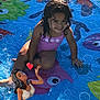 child, pool, water, splash, swimsuit, smile, outdoor, summer, play, fun, grass, sunlight, cartoon, illustration, colorful, happy, cute, person, recreation, animation
