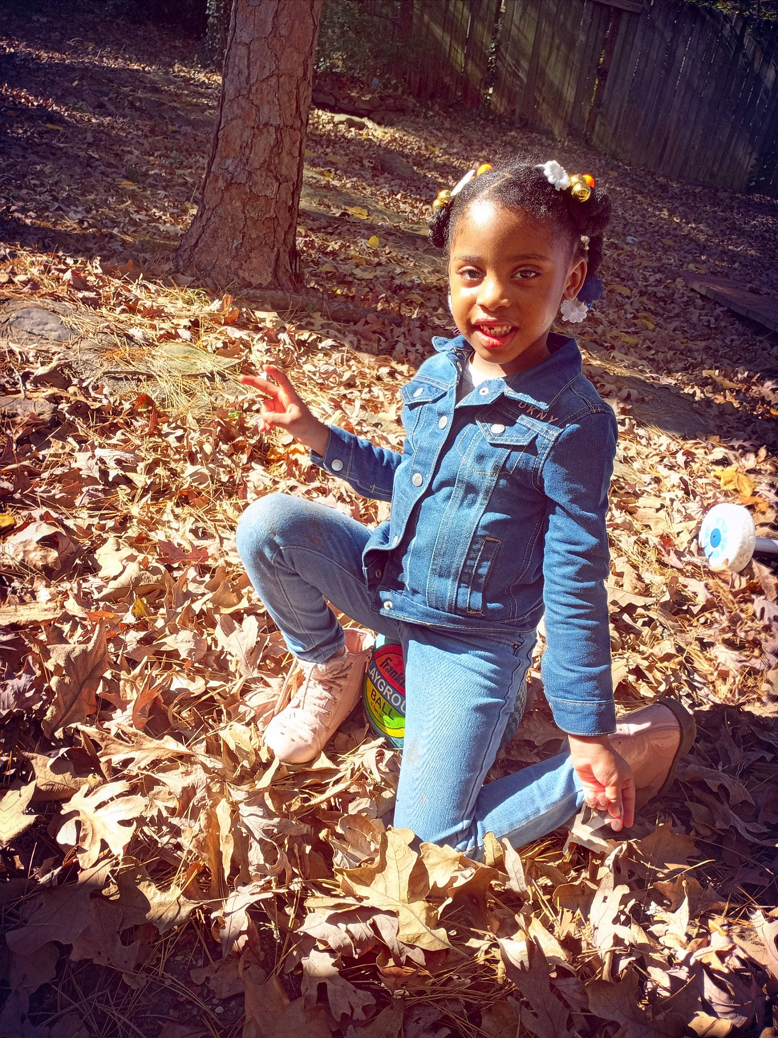 Kendall Kylie And Khloe joined the competition — help win amazing prizes! adaptation, autumn, child, fun, happy, leaf, light, people_in_nature, person, photography, plant, play, shadow, sitting, sky, soil, sunlight, toddler, tree