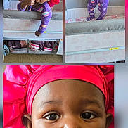 Nyla joined the competition — help win amazing prizes! baby, child, woman, crib, purple_onesie, pink_bonnet, indoor, smiling, family, portrait, closeup, infant, person, furniture, happy, holding, face, headwear, cute, home