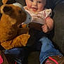 Nevaeh joined the competition — help win amazing prizes! baby, belt, boots, child, childhood, clothing, couch, cute, fun, happy, horse, indoors, infant, jeans, leather, plush_toy, portrait, sitting, smiling, toy