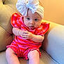 Denver is registered to the contest to win money with this photo: accessories, baby, bracelet, cap, clothing, costume, couch, cushion, dress, face, furniture, hat, head, homedecor, jewelry, necklace, person, photography, portrait, sitting
