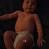 Freya joined the competition — help win amazing prizes! baby, infant, diaper, lying_down, dark_background, skin, child, cute, looking_at_camera, young, indoors, small_text_overlay, human, portrait, one_person, bare_chest, expression, hand, foot, sleepwear