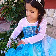 Lisa joined the competition — help win amazing prizes! child, girl, princess, dress, blue_dress, tiara, braid, flowers, plants, outdoor, garden, nature, young, portrait, cute, fairy_tale, costume, daylight, smiling, happy