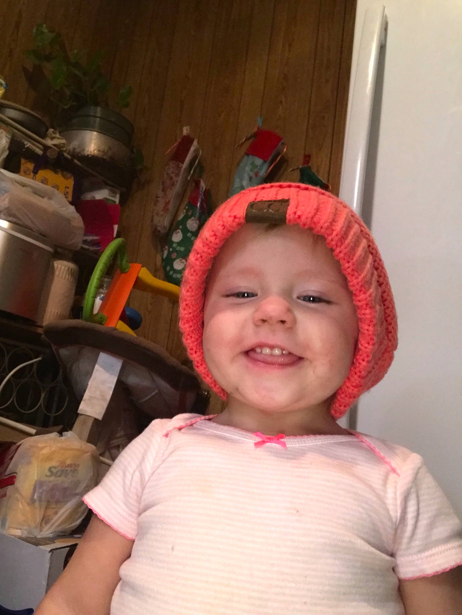 Aleigha is registered to the contest to win money with this photo: bonnet, cheek, child, ear, fashion_accessory, hair_accessory, hat, head, headgear, joy, person, pink, skin, smile, toddler