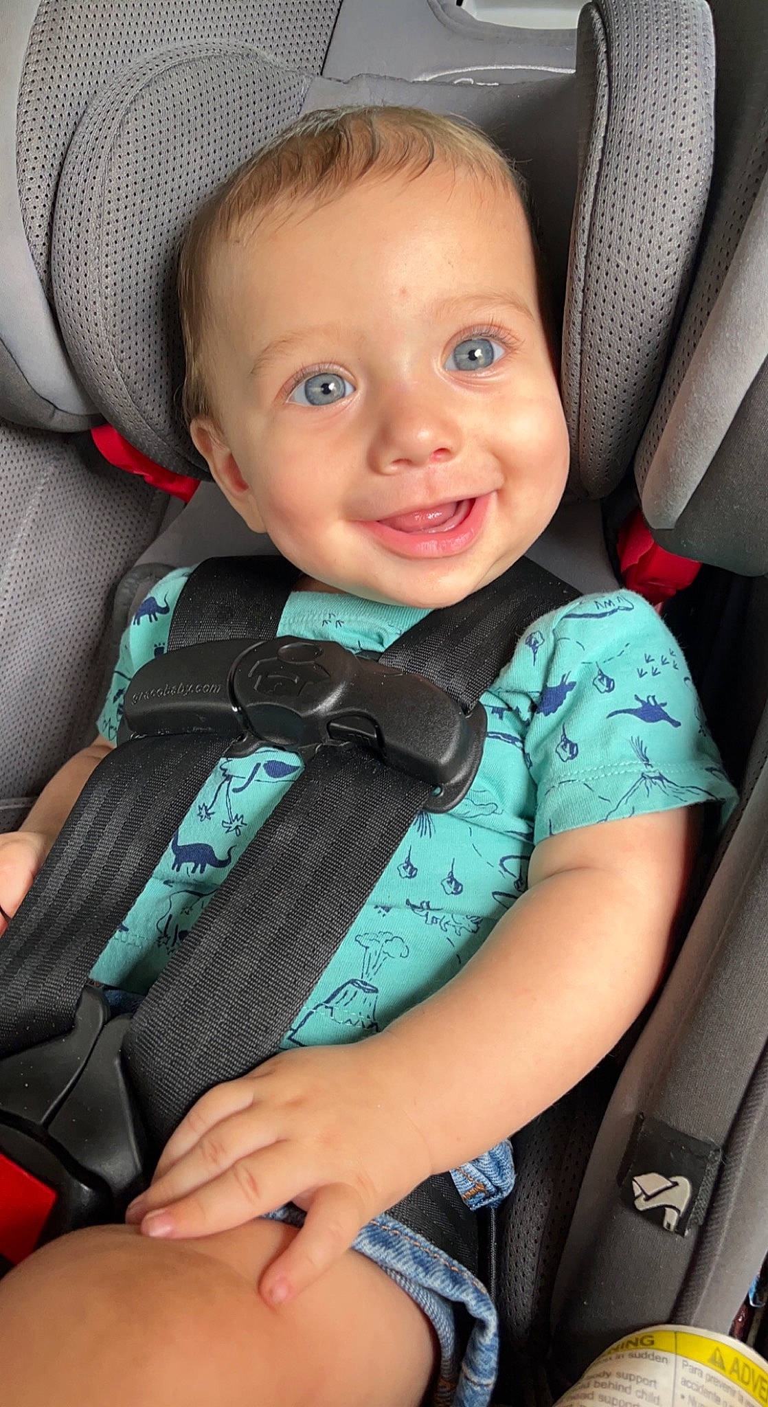 Hudson joined the competition — help win amazing prizes! auto_part, azure, baby, baby_carriage, baby_in_car_seat, baby_toddler_clothing, blue, car_seat, cheek, child, comfort, electric_blue, face, head_restraint, iris, joy, person, product, seat_belt, sleeve