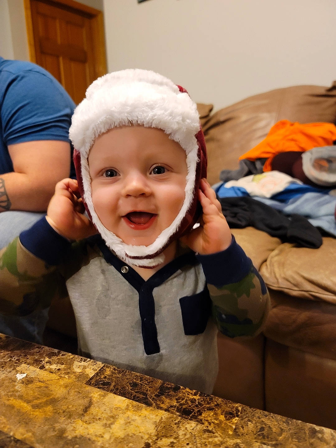 Paul joined the competition — help win amazing prizes! baby, baby_toddler_clothing, cap, child, christmas, comfort, event, eye, face, facial_expression, fun, happy, headgear, headwear, holiday, jacket, mouth, people_in_nature, person, smile