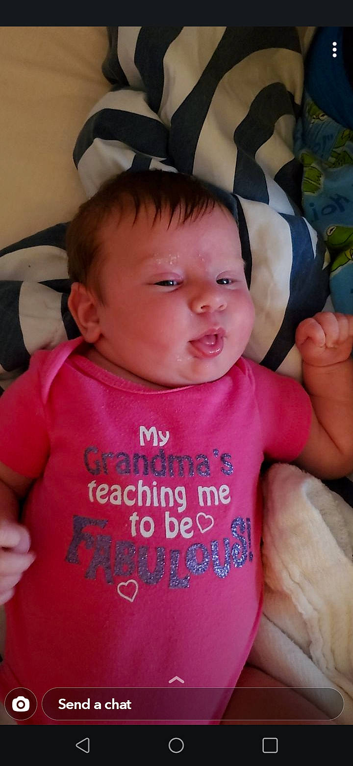 Willow is registered to the contest to win money with this photo: baby, baby_products, baby_toddler_clothing, cheek, child, cool, head, lip, person, pink, product, skin, smile, toddler