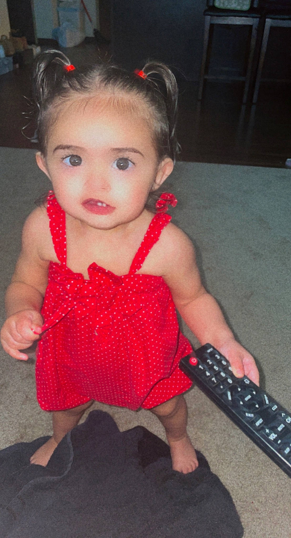 Isella is registered to the contest to win money with this photo: baby, baby_toddler_clothing, beauty, day_dress, dress, face, finger, flash_photography, flooring, hair, happy, head, leg, lip, neck, person, pink, skin, sleeve, thigh