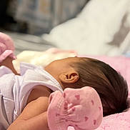 Samantha Lior is registered to the contest to win money with this photo: newborn, baby, sleeping, infant, bedding, blanket, pink, clothing, onesie, foot, leg, arm, hair, ear, portrait, indoor, cozy, peaceful, nursery, cuddly