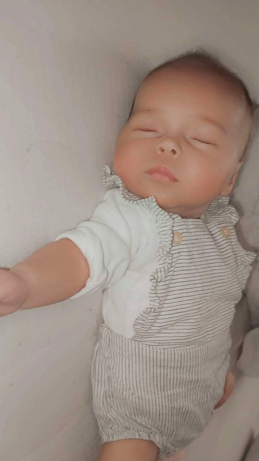 Ryley participe au concours pour gagner de l'argent avec cette photo : arm, baby, baby_toddler_clothing, cheek, child, chin, collar, comfort, elbow, gesture, hand, human_body, iris, lip, neck, nose, person, shoulder, skin, sleeve