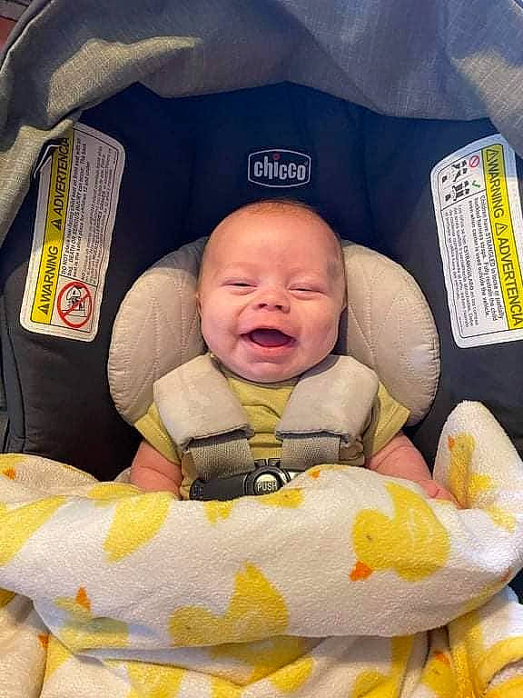 Owen Wyatt is registered to the contest to win money with this photo: baby, baby_carriage, baby_in_car_seat, baby_products, baby_safety, baby_sleeping, baby_toddler_clothing, car_seat, cheek, child, comfort, face, happy, infant_bed, linens, person, product, smile, toddler, vertebrate