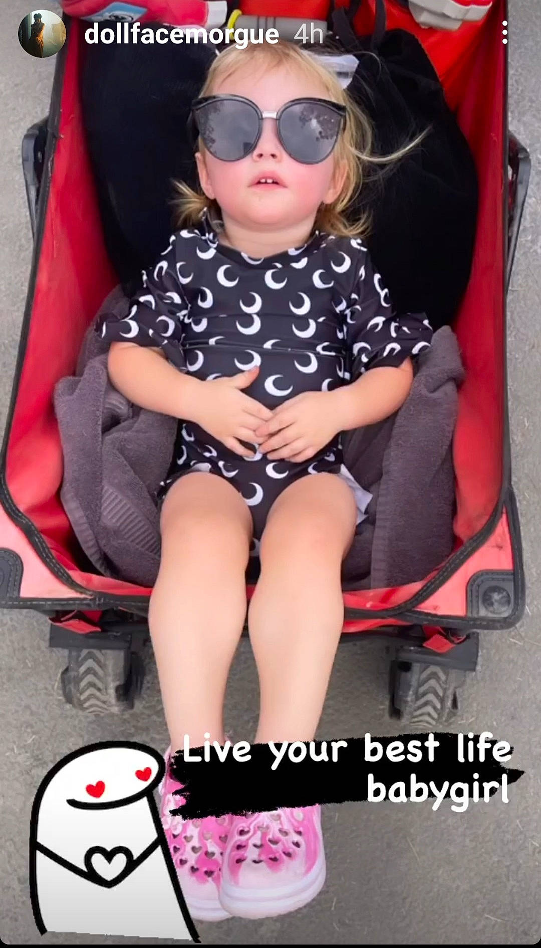 Calliope joined the competition — help win amazing prizes! baby, baby_toddler_clothing, beauty, black, chair, comfort, eyewear, goggles, leg, magenta, person, photograph, pink, shoe, snapshot, sneakers, sunglasses, thigh, toddler, vision_care