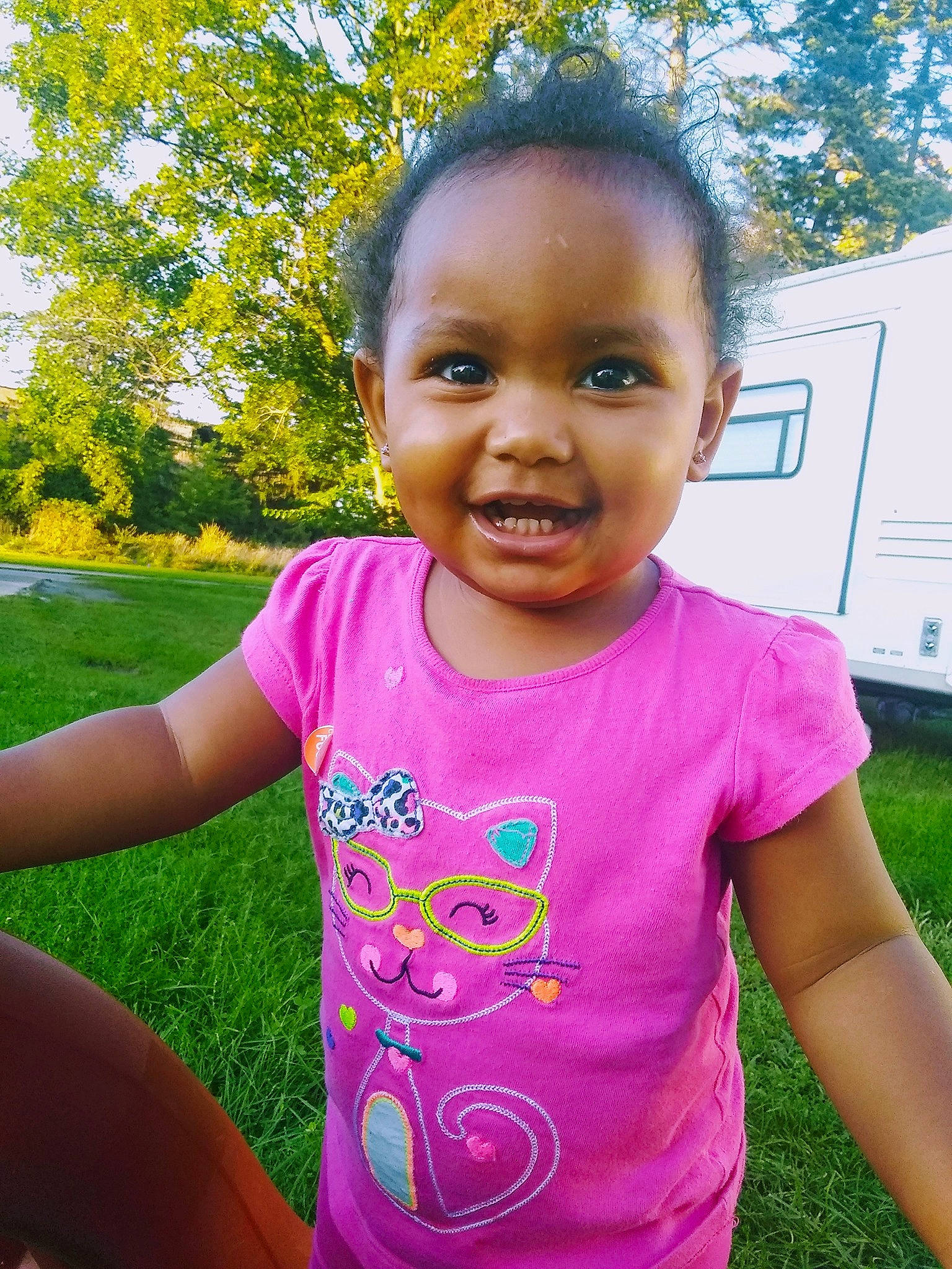 Aniyah joined the competition — help win amazing prizes! child, cool, face, fun, happy, joy, person, pink, play, skin, smile, summer, t_shirt, toddler