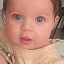 Léa-Rose participe au concours pour gagner de l'argent avec cette photo : adorable, apparel, baby, child, closeup, clothing, cute, expression, eyes, face, hair, human, indoor, infant, pacifier, person, portrait, sitting, skin, young
