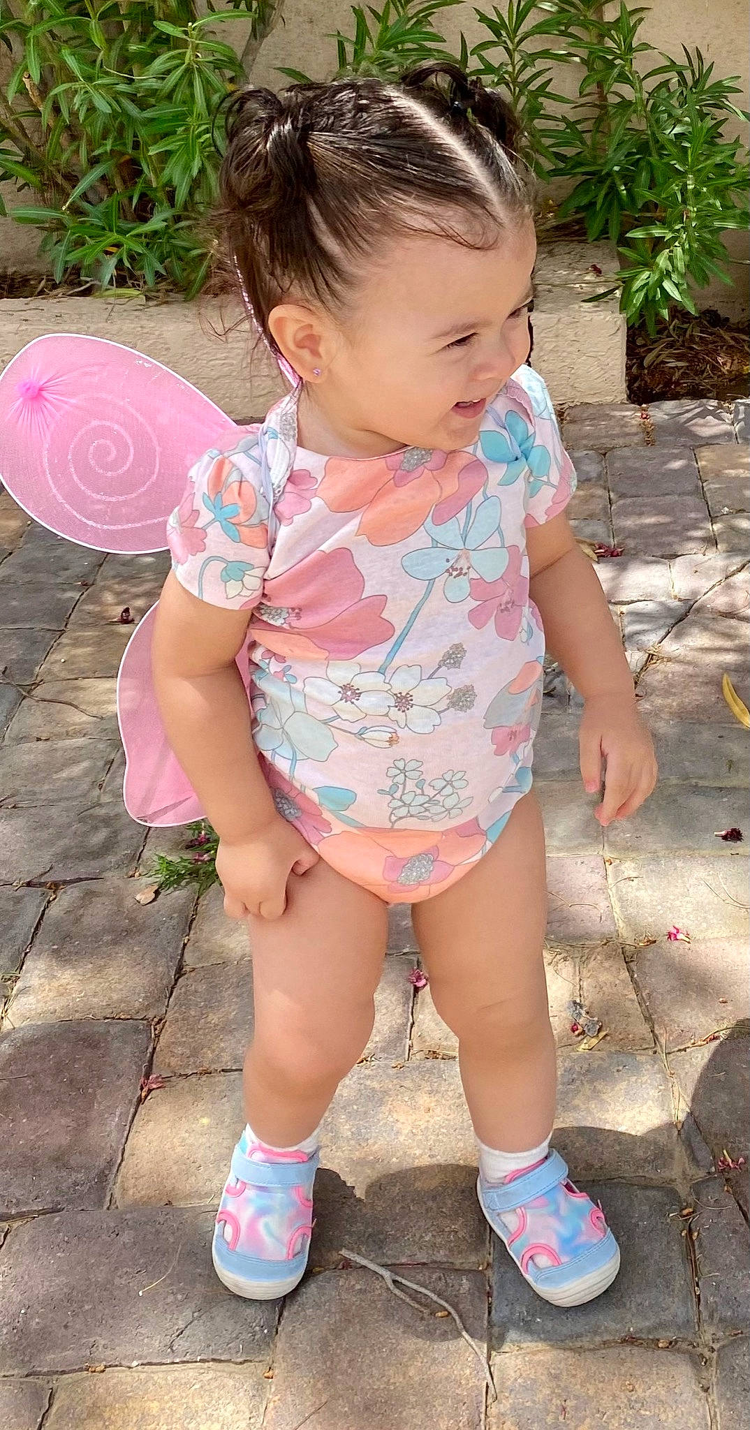 Cali joined the competition — help win amazing prizes! baby_toddler_clothing, cheek, child, face, finger, fun, grass, green, hair, happy, head, houseplant, leg, leisure, mouth, person, pink, plant, skin, thigh