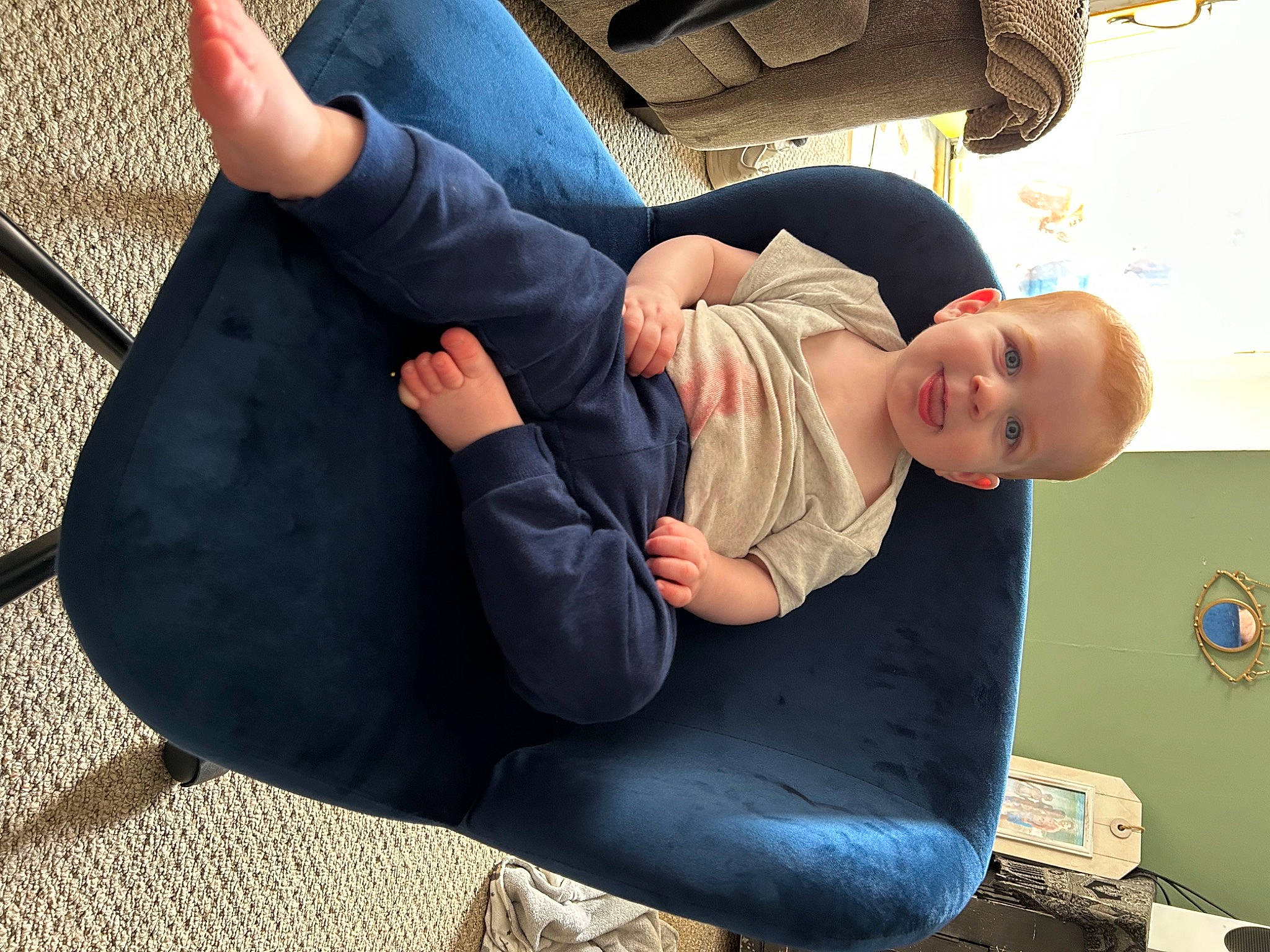 Kamden joined the competition — help win amazing prizes! baby, baby_toddler_clothing, comfort, elbow, foot, gesture, happy, hat, human_leg, jeans, joint, knee, lap, leg, leisure, person, sitting, sneakers, thigh, tire