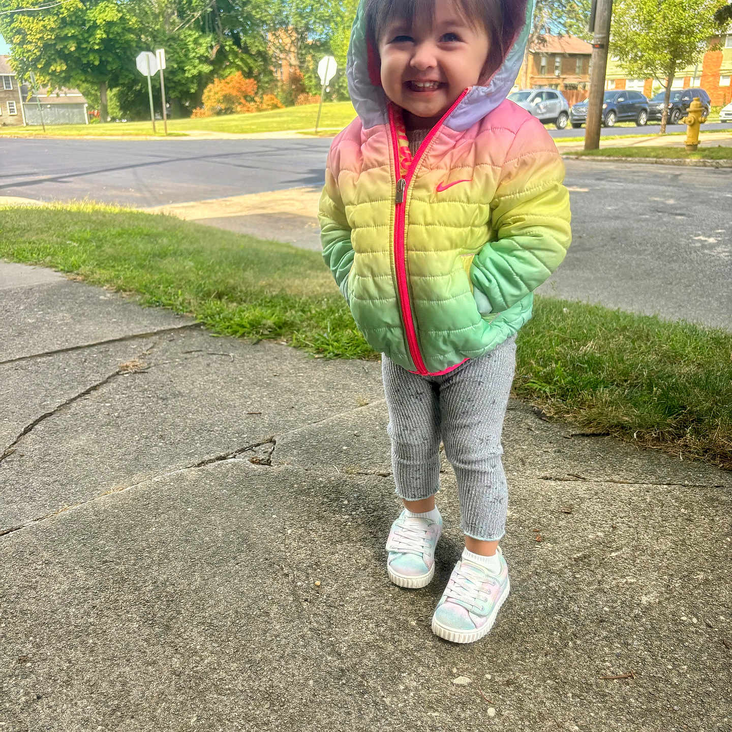 Phoebe joined the competition — help win amazing prizes! city, clothing, coat, face, grass, head, jacket, nature, outdoors, pants, park, path, person, photography, plant, portrait, road, street, urban, walking
